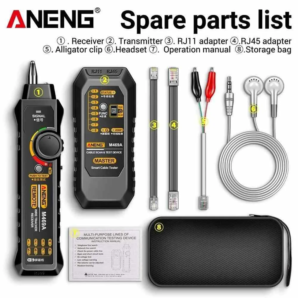 ANENG M469A Testeur Détecteur de Câble Réseau RJ45 RJ11